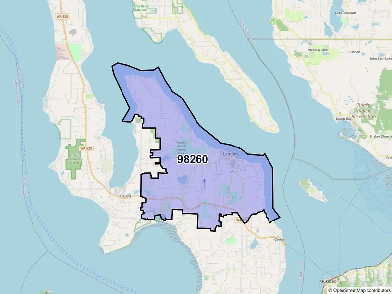 Map of ZIP Code 98260 — Langley, WA