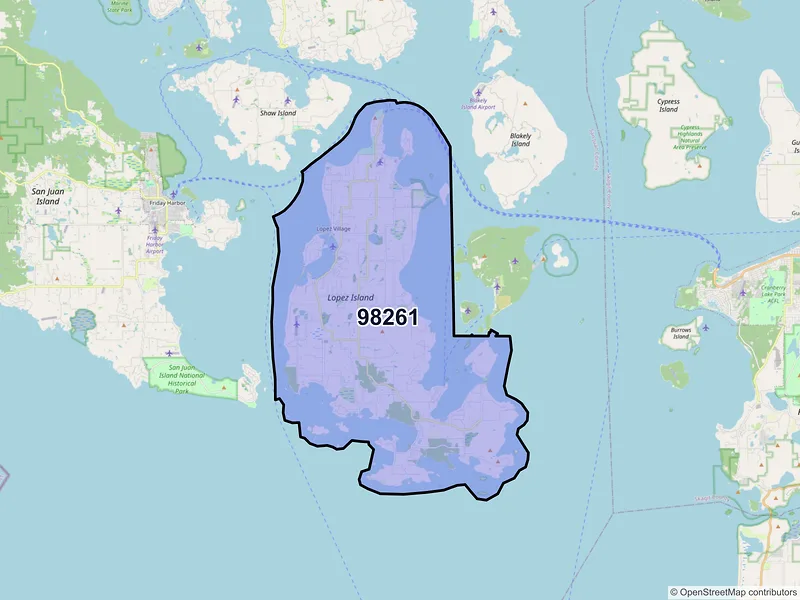 Map of ZIP Code 98261 — Lopez Island, WA