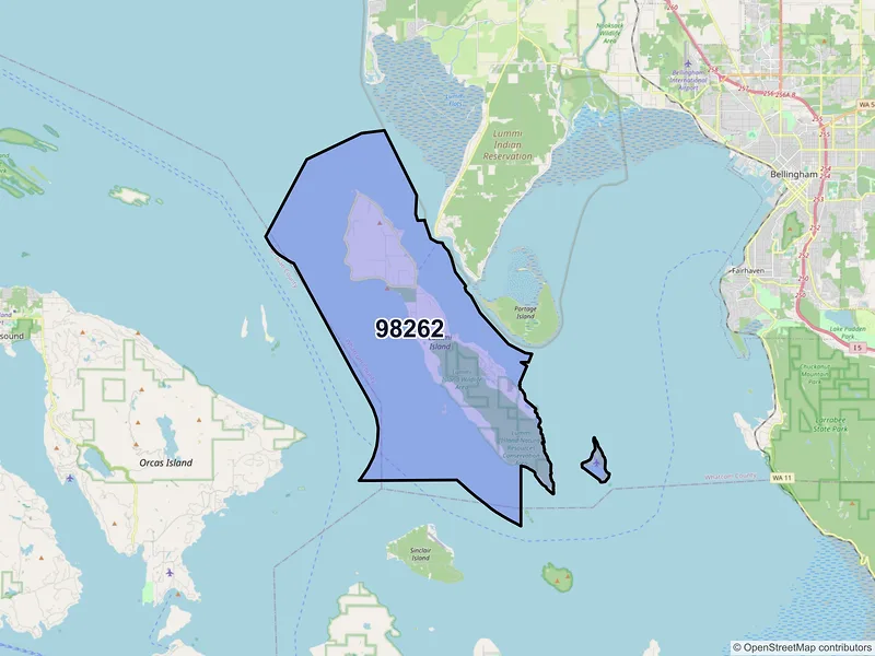 Map of ZIP Code 98262 — Lummi Island, WA