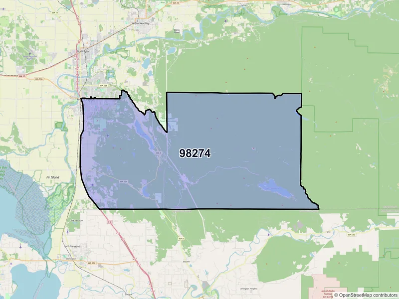 Map of ZIP Code 98274 — Mount Vernon, WA