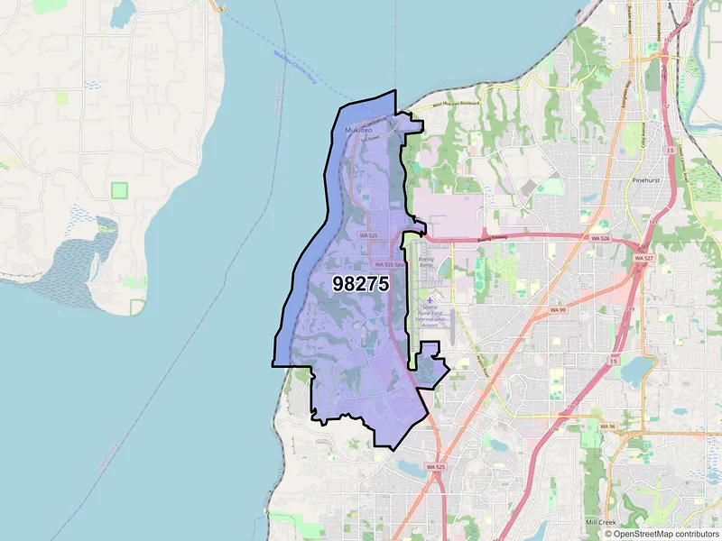 Map of Mukilteo, Washington and ZIP codes