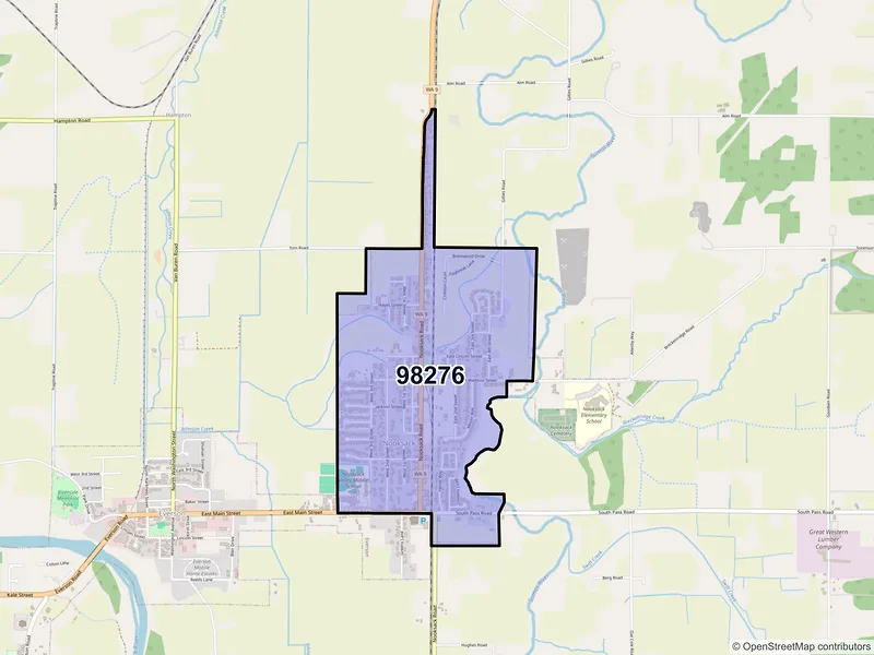 Map of Nooksack, Washington and ZIP codes