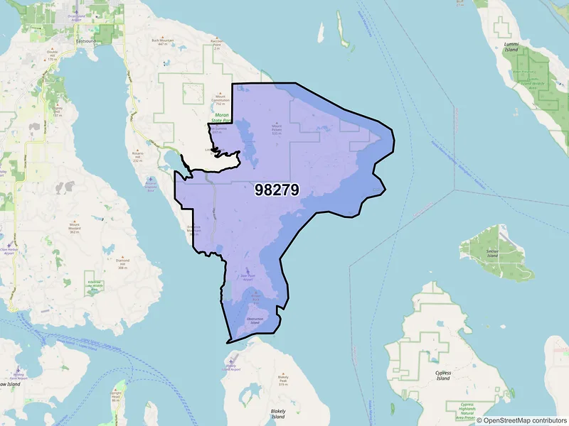 Map of ZIP Code 98279 — Olga, WA