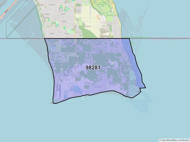 Map of ZIP Code 98281 — Point Roberts, WA