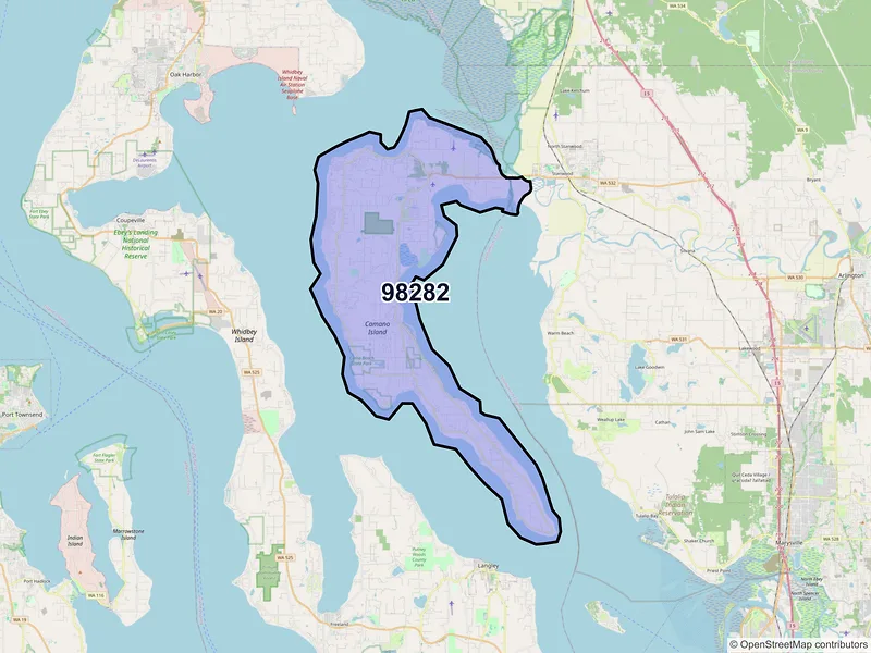 Map of ZIP Code 98282 — Camano Island, WA