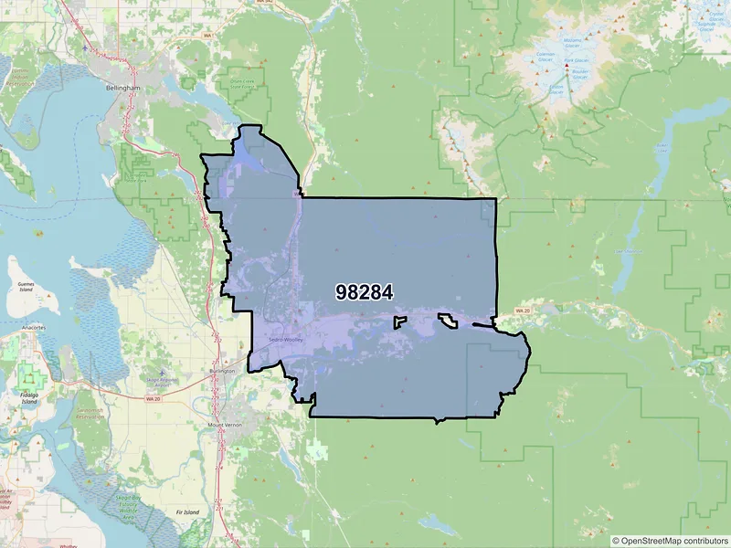 Map of Sedro Woolley, Washington and ZIP codes