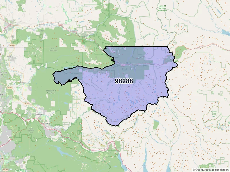 Map of Skykomish, Washington and ZIP codes