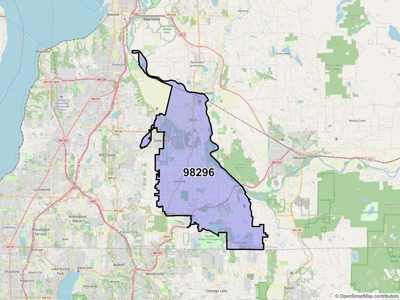 Map of ZIP Code 98296 — Snohomish, WA