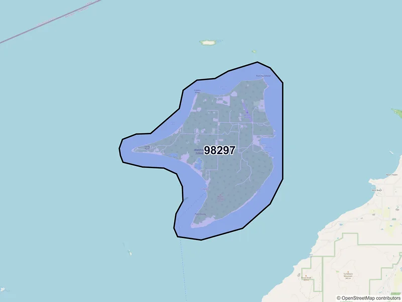 Map of Waldron, Washington and ZIP codes