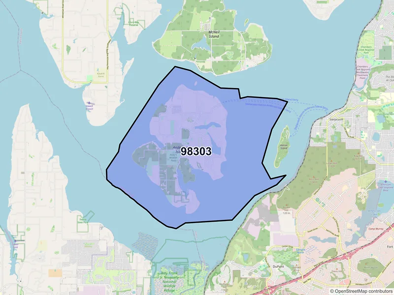 Map of ZIP Code 98303 — Anderson Island, WA