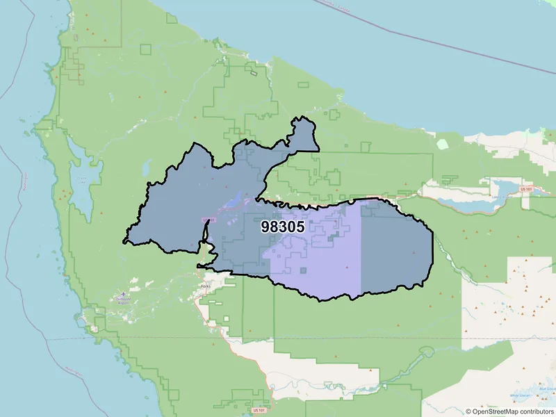 Map of ZIP Code 98305 — Beaver, WA
