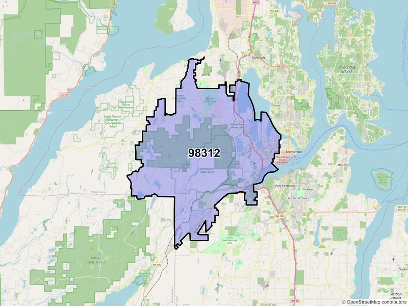 Map of ZIP Code 98312 — Bremerton, WA