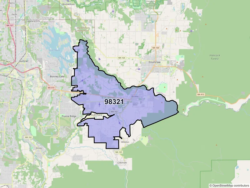 Map of ZIP Code 98321 — Buckley, WA