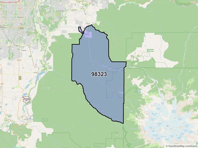 Map of ZIP Code 98323 — Carbonado, WA