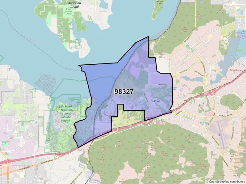 Map of ZIP Code 98327 — Dupont, WA