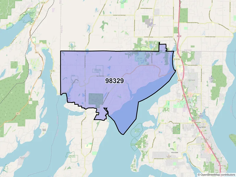 Map of ZIP Code 98329 — Gig Harbor, WA