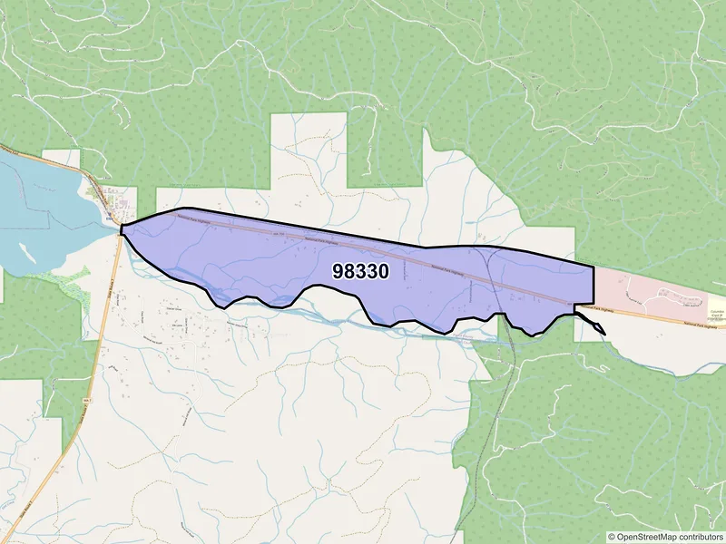Map of Elbe, Washington and ZIP codes