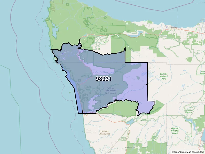 Map of ZIP Code 98331 — Forks, WA