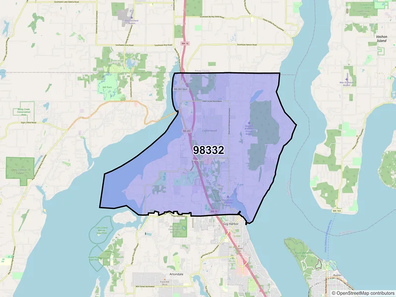 Map of ZIP Code 98332 — Gig Harbor, WA