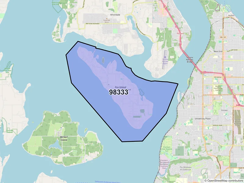 Map of ZIP Code 98333 — Fox Island, WA
