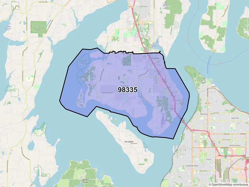 Map of ZIP Code 98335 — Gig Harbor, WA
