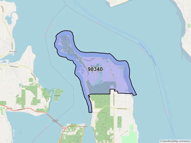 Map of ZIP Code 98340 — Hansville, WA
