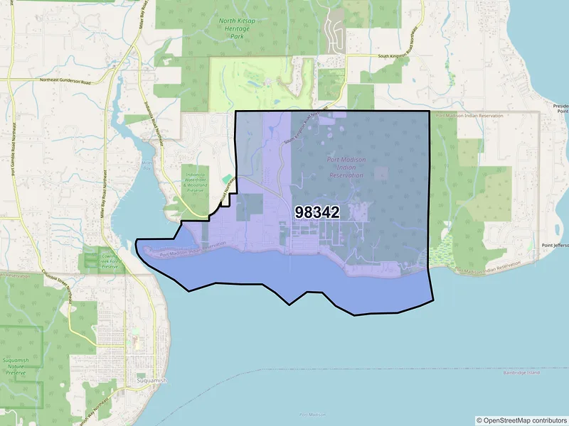 Map of ZIP Code 98342 — Indianola, WA