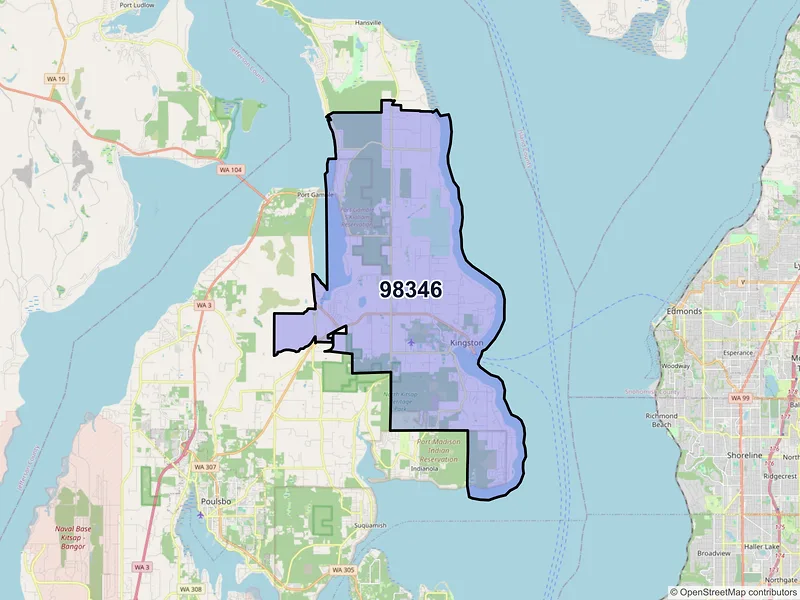 Map of ZIP Code 98346 — Kingston, WA