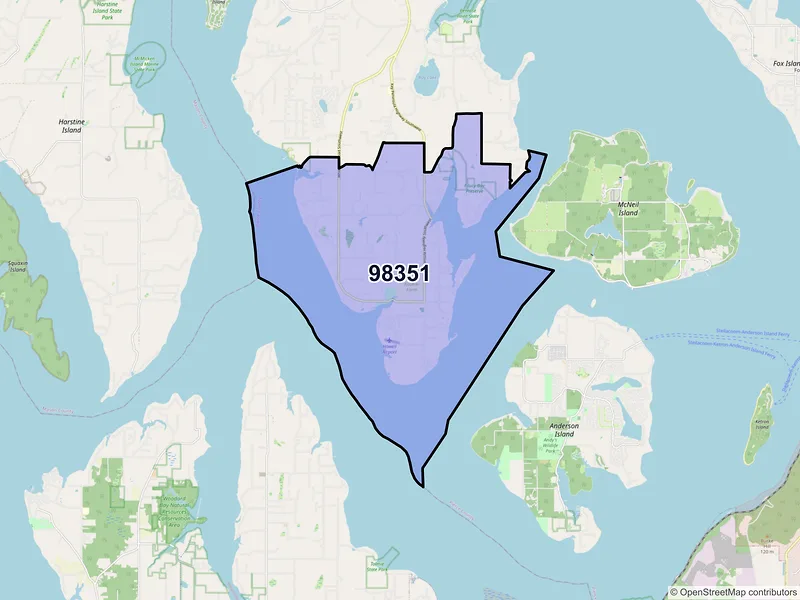 Map of ZIP Code 98351 — Longbranch, WA