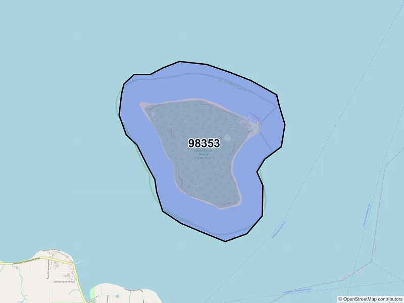 Map of Manchester, Washington and ZIP codes
