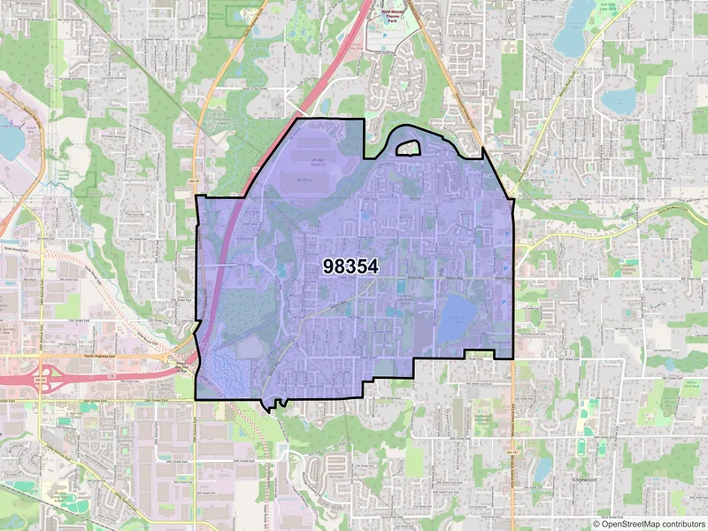 Map of ZIP Code 98354 — Milton, WA