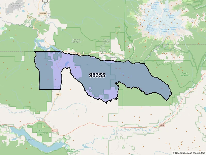 Map of ZIP Code 98355 — Mineral, WA