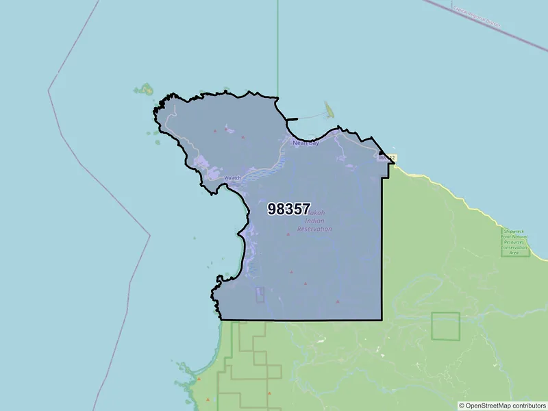 Map of Neah Bay, Washington and ZIP codes