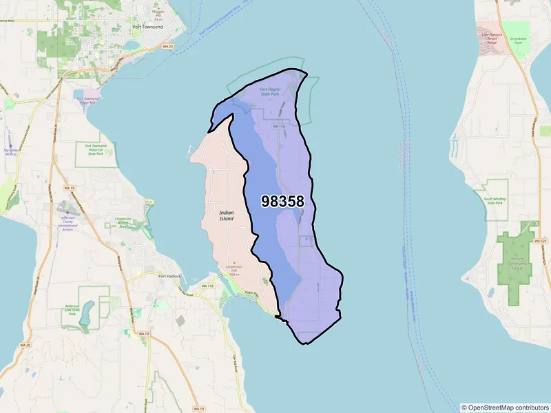 Map of Nordland, Washington and ZIP codes
