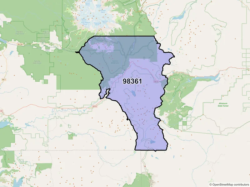 Map of ZIP Code 98361 — Packwood, WA