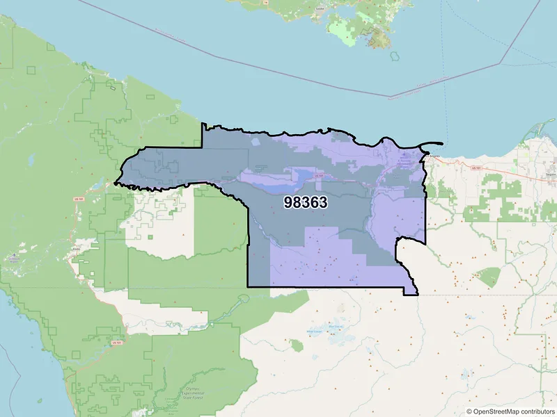 Map of ZIP Code 98363 — Port Angeles, WA