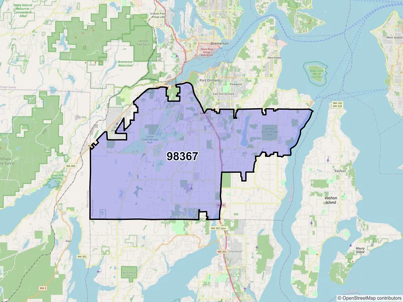 Map of ZIP Code 98367 — Port Orchard, WA