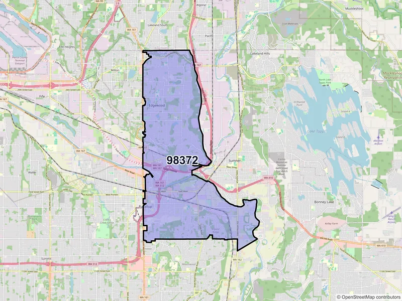 Map of ZIP Code 98372 — Puyallup, WA