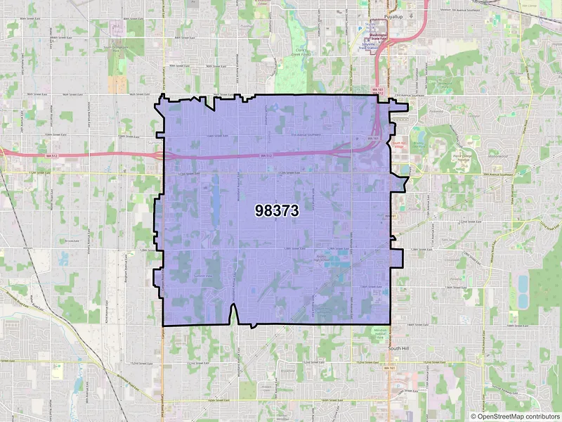 Map of ZIP Code 98373 — Puyallup, WA