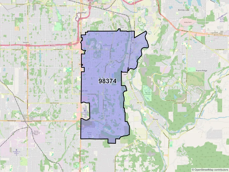 Map of ZIP Code 98374 — Puyallup, WA