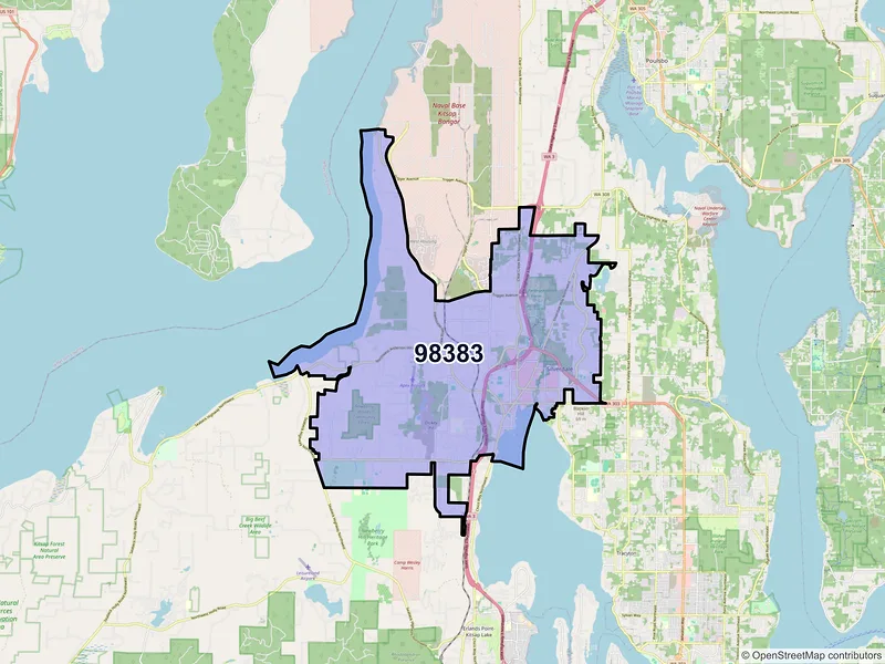 Map of ZIP Code 98383 — Silverdale, WA