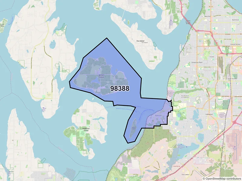 Map of ZIP Code 98388 — Steilacoom, WA