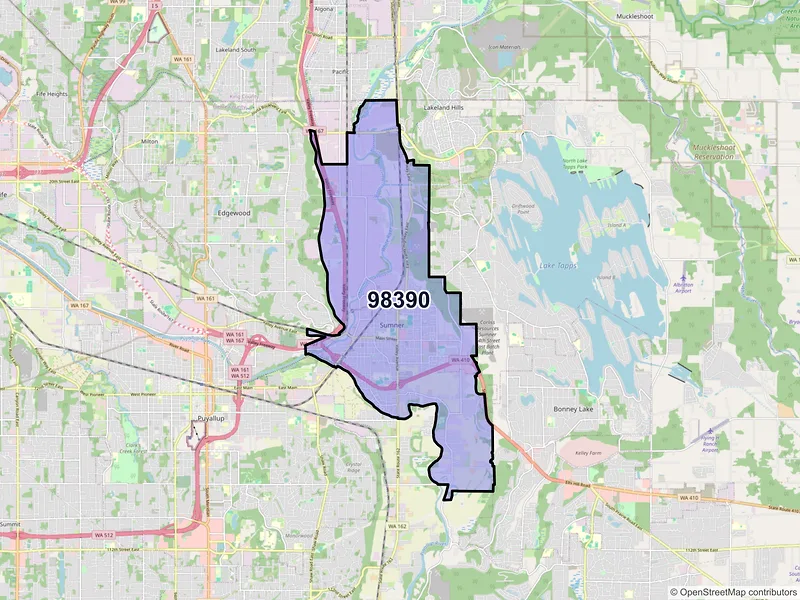Map of ZIP Code 98390 — Sumner, WA