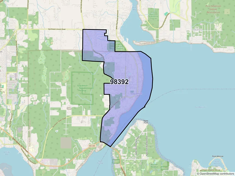 Map of ZIP Code 98392 — Suquamish, WA