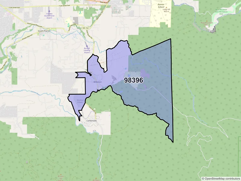 Map of Wilkeson, Washington and ZIP codes