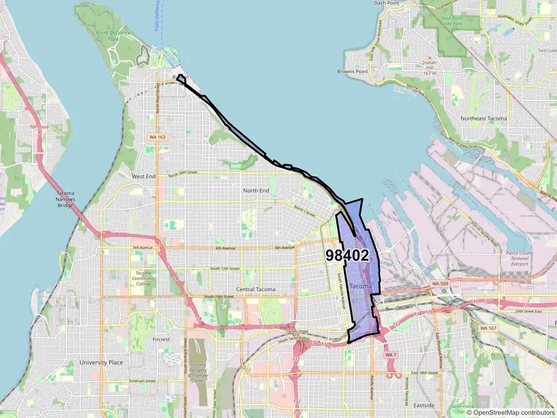 Map of ZIP Code 98402 — Tacoma, WA