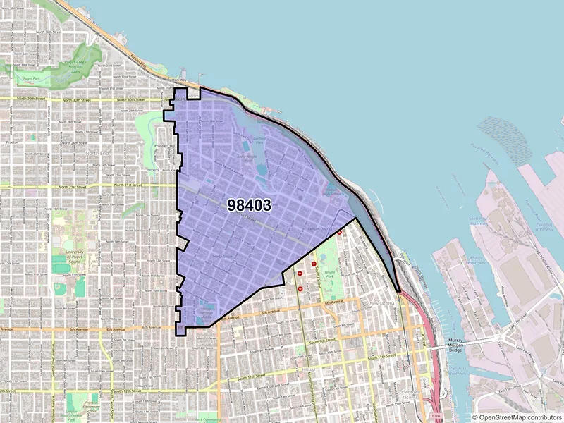 Map of ZIP Code 98403 — Tacoma, WA