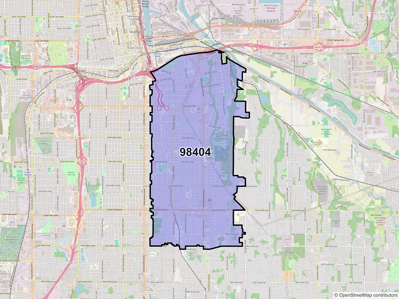 Map of ZIP Code 98404 — Tacoma, WA