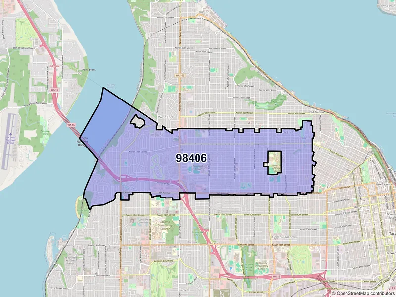 Map of ZIP Code 98406 — Tacoma, WA