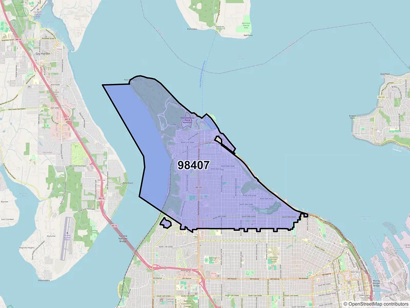 Map of ZIP Code 98407 — Tacoma, WA